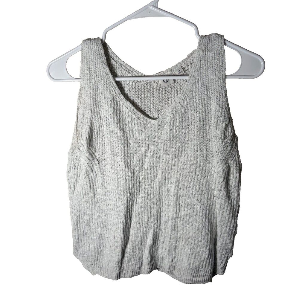 Gap Tank Top Women's XS V-Neck Knit Pullover Gray Sleeveless Sweater Casual